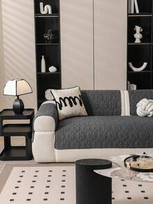 1pc Ultrasonic Diamond Embossed Sofa Seat Cushion Cover, Lightweight Breathable Easy Clean Scratch-Resistant Sofa Protector, Non-Slip Dotted Rubber Backing, Machine Washable All-Season Pet-Friendly Furniture Pad, Suitable For 1/2/3 Seater Sofa Universal Sofa Cover - Dark Grey - View 9