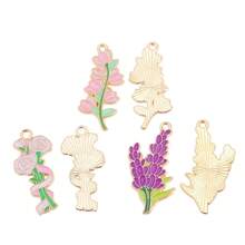 10Pcs Enamel Flower Charms Set Rose Cupcake Lavender Carnation Pendants Gold Plated Alloy DIY Jewelry Making Supplies For Bracelets Necklaces - Gold - View 6
