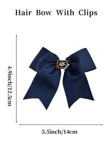 1/2pcs Customized Back To School Women Girls Bow Hair Clips, Personalized Name, Apple ABC Pencil Blackboard Elements, White Yellow Navy Blue - Multicolor - View 9