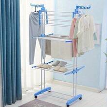4-Layer Foldable Clothes Drying Rack with Wheels, Space-Saving Laundry Tower with 6 Folding Wings and 2 Rotating Side Arms for Indoor and Outdoor Use, Drying Racks - Standard - Übersicht 6