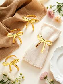 12/6/2/1pc Butterfly Napkin Rings, Metal Butterfly Napkin Clips, Reusable, Suitable For Home Gatherings, Banquets, 3D Gold Ribbon Butterfly Napkin Clips, Applicable For New Year Table Decor, Party Holiday Supplies - Multicolor - View 7