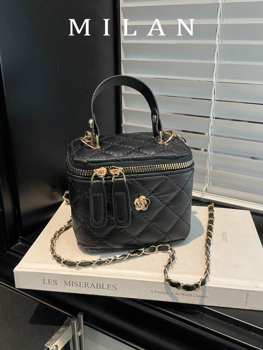 2026新款小眾高端紋理刺繡菱格紋化妝收納包迷你口紅包女款單肩斜挎包