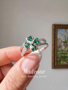 1pc Classic Zirconia Inlaid White Gold Plated Ring, Size 6, Exquisite Jewelry, Suitable For Engagement, Wedding, Anniversary, Birthday Gift - Silver - View 5