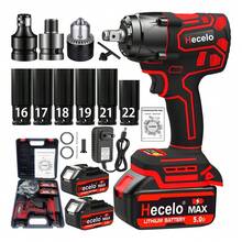 Hecelo Pistola de Impacto 1/2 con 2 Baterías, ¡Gran Torque! Kit completo - Versión mejorada Llave de Impacto Hecelo - Rojo - Ver 2