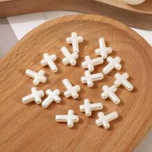 20/50pcs White Faux Pearl Double-Sided Cross Spacer Beads DIY Pendant Charm For Bracelet Necklace Jewelry Accessories - Cross ABS - View 1