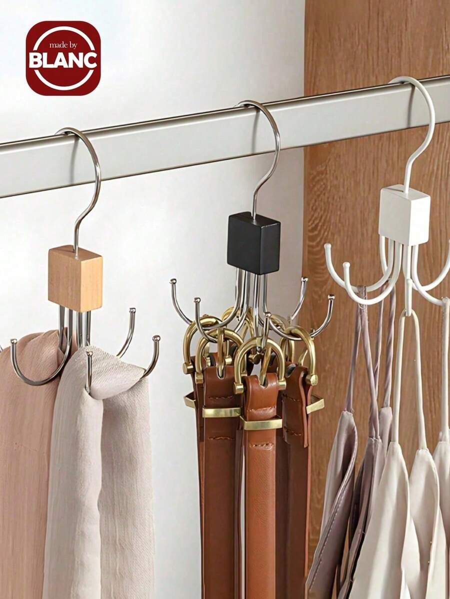 3pcs Rotating Belt Hooks Closet Organizer 360° Space-Saving Hanger For Bra Tank Top Tie Scarf Wallet Accessories Storage Solution - Multicolor - View 1