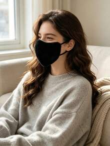 1pc Women's Faux Rabbit Fur Warm Mask With Adjustable Ear Loops, Windproof And Cold-Resistant Fleece Face Mask, Soft And Fluffy, Slim Fit, Reusable For Winter Outdoor Cycling And Skiing - Multicolor - View 5