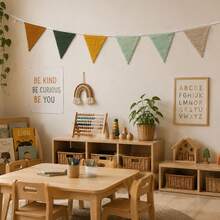 Morandi Color Cotton Fabric Triangle Bunting, Fabric Triangle Flag Garland, Suitable For Birthday Party, Picnic, Tent, Wall Decoration - Multi-color - View 7