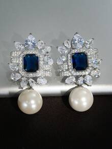 1 Pair Elegant Cubic Zirconia Earrings For Women, Wedding, Engagement, Party Jewelry, Valentine's Day Gift - 1# - View 2