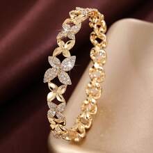 1pc Exquisite Geometric Windmill Leaf Shaped Design Cubic Zirconia Inlaid Women's Bracelet - Multicolor - View 4