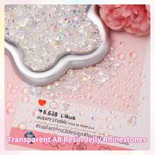 6000pcs Resin Transparent Rhinestones, Flat Back Jelly Rhinestones, Mixed Colors & Sizes Shiny Crystals, With Pickup Tool, Suitable For DIY Crafts, Clothing, Tumblers, Mugs, Shoes, Fabrics - Naked AB - View 5