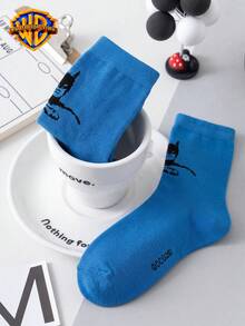 1/2 Pairs Warner Bros Cartoon Mid-Calf Socks, Unisex Superhero Blue & Black  &  Socks - Multicolor - View 3
