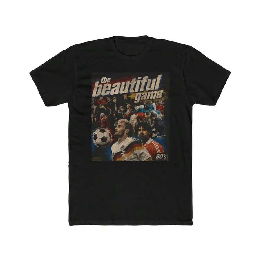 The Game Football T-Shirt |   90s Retro Soccer Graphic Tee - Black - View 1