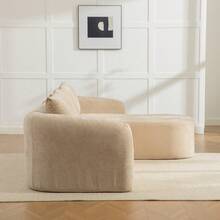 Modular Sectional Sofa In Chenille Fabric, Light Khaki 3 Seats - 卡其色三座 - 查看 6