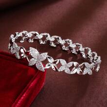 1pc Exquisite Geometric Windmill Leaf Shaped Design Cubic Zirconia Inlaid Women's Bracelet - Multicolor - View 5