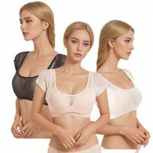 Women's Quick-Dry Mesh Sports Tank Top, Wire-Free One-Piece Bra With Built-In Padding, Slim Fit Wide Strap Anti-Curl Breathable Moisture-Wicking, Machine Washable, Suitable For Running Yoga Outdoor Training, Home Casual Innerwear, Elastic Comfortable Non-Sweaty, Daily Sports Commute Multi-Scenario Wear Back-Flattering Base Layer Top - A - View 8