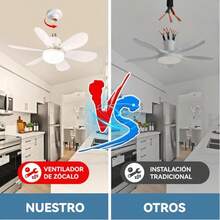 Ventilador Lámpara de Techo Casquillo E27 con Control Remoto, 6 Aspas, 3 Velocidades de Viento, 3 Tonos de Luz Regulables y Atenuación Variable, Función de Temporizador Silencioso para Dormitorio, Comedor, Locales Comerciales - Blanco - Ver 7