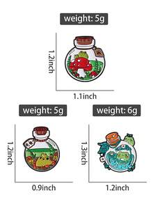 可愛青蛙生態缸胸針－迷你瓶中世界琺瑯別針，適用於包包與夾克配件 - 彩色 - 查看 8