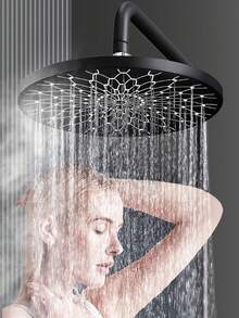 10 Inch Circular Top Spray Set With Water Outlet Bend And Shower Extension Arm, The Preferred Shower Set For Bathroom Upgrades - Black - View 5