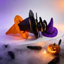 12/24Pcs Mini Halloween Witch Hats, Black Wizard Hats With Gold Trim, Small Decorative Accessories For Tabletop Decor, Pet Costumes, DIY Crafts And Party Decorations - Multiple Styles - View 8