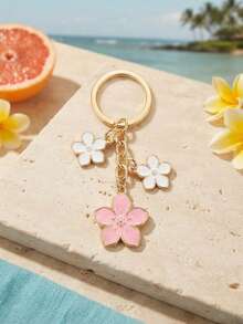 1pc Cherry Blossom Shaped Keychain, Lightweight And Elegant Cherry Blossom Design, Suitable As Bag Charm, Car Keyring, Couple Gift, Birthday Or Holiday Gift - Multicolor - View 11