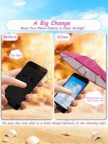 Mini Sunshade Umbrella With Universal Pig-Shaped Suction Cup Phone Holder, Outdoor Anti-Glare Sunshade Cover, Polyester Fiber Material, Rainproof And Sunproof, Includes Screen Protector - Black - View 5