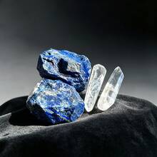 Stonehaven 4pcs Natural Lapis Lazuli Raw Stone And White Quartz Single Crystal Set, Gift Box Packed Natural Crystal Healing Mysterious Energy Spiritual Healing. Used For DIY Crystal Healing Jewelry - Surprise Gift For Family And Friends. - Multicolor - View 4