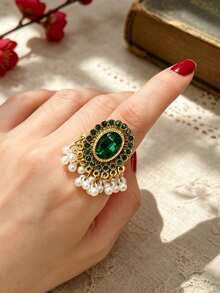 1pc Vintage Middle Eastern Style Elegant Vacation Travel Souvenir Ring For Women Daily Wear - Black - View 24