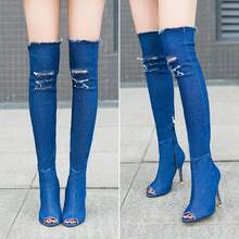 Women Pant Boots - Dark Blue - View 5