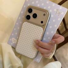 Sweet Girl Pink Polka Dot Phone Case Compatible With Apple 17 Pro, 16 Pro Max, New 15, Electroplated Mirror 17, Large Window 14 PM, Minimalist 13, Korean Style 16 Full Coverage - White - View 4