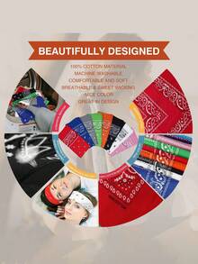 Syal Persegi Motif Paisley Unisex Ukuran Besar, 22 Inci, Berbagai Warna - A - View 5