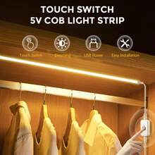 Acosh Neon 0.3 Meters-5m COB LED Strip Light, USB Powered, With Touch Switch Control, Warm White/Cool White Light, Easy To Install, Suitable For Bedroom, Wardrobe, Kitchen Cabinet Decoration, Bedroom LED Light - Multicolor - View 3