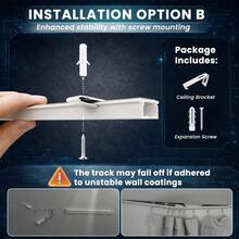 4-In-1 Adhesive + Drill-Free Curtain Track System - Ceiling/Wall Mount, Adjustable Length, Easy Installation For Bathrooms, Windows, Bathrooms, Room Dividers, Cabinets & More - Self-adhesive and Drillable Installation Upgrade Version - View 10