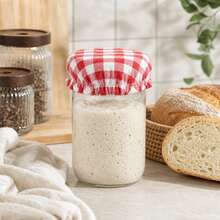 1/6pcs Elastic Grid Fabric Jar Covers, Reusable Chlorine-Free Breathable Multi-Purpose Covers For Sourdough Fermentation, Glass Jars, Tea Cups, Bread Baskets And Food Storage - Multicolor - View 2