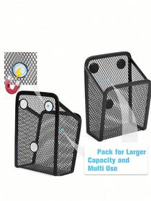 10pcs/1set Magnetic Mesh Pen Holder Powerful Magnet Square Minimalist Desk Organizer Box Iron Wire Pen Rack Strong Magnetic Iron Wire Pen Rack Suitable For Whiteboard Office Refrigerator Whiteboard Kitchen Storage Cabinet Office School Supplies - Multicolor - View 5