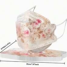 10/5pcs Elegant Floral Style Women's Face Masks, 3D Breathable Decorative Face Covers - Multicolor - View 8