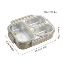 304 Stainless Steel Lunch Box With Compartments,Divided Bento Box, Leak-Proof Lunch Container, Portable Fruit Salad Food Storage Container,Dishwasher & Microwave Allowable,Suitable For Students Adults Use In School, Office, Picnic,Back To School - Multicolor - View 13