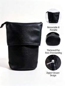1pc Expandable Makeup Brush Storage Bag, Large Capacity, Travel Portable, Upright, Dust-Proof, Easy To Clean Makeup Bag (Makeup Brushes Not Included) - Multicolor - View 3