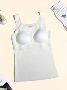3pcs/Pack Minimalist Fashion Women's Long Tank Top, Wide, Seamless, Wire-Free, Built-In Padded, Comfortable Push-Up Camisole - Multicolor - View 9
