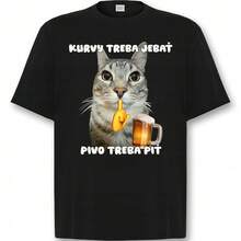 Vintage-T-Shirt SCHWARZ PIVO TREBA PIT PRINT LUSTIG FÜR KOLLEGEN [M]Sommer-Oberteile - Schwarz - Übersicht 1