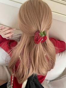 1件甜美趣味草莓髮夾，韓式髮夾，適合盤髮 - 彩色 - 查看 10