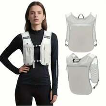 Ransel Kantung Air, Rompi Ransel Kantung Air Ringan untuk Lari, Rompi Lari Fungsional untuk Pria dan Wanita, Ransel Kantung Air Khusus untuk Aktivitas Luar Ruangan seperti Mendaki, Trekking, Bersepeda (Kantung Air Tidak Termasuk) - Light Grey - View 2