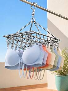 1Pc Foldable Rotating Clothes Drying Rack, Hanging Design For Balcony, Closet Storage Hanger, Ideal For Drying Socks, Underwear, Scarves And Towels, Must-Have For Balcony, Dorm, Indoor & Outdoor Use, Perfect Holiday & Christmas Gift - Silver - View 4
