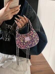 Fashionable Sparkling Mini Handbag, Cute Crossbody Bag, Adorable Mini Shoulder Bag, Essential Holiday Gift - A - View 6
