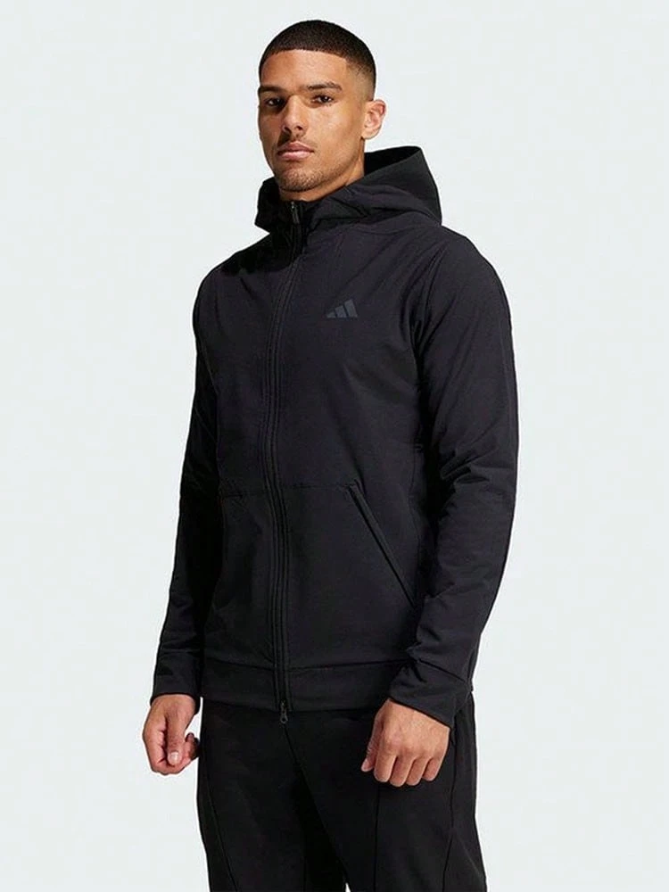 Adidas Men's Water-Repellent Windproof Casual Thermal-Lined Hooded Jacket - Black - View 1