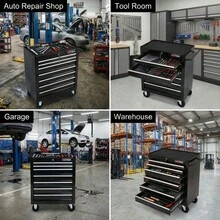 7 DRAWERS MULTIFUNCTIONAL TOOL CART WITH WHEELS-BLACK-XY739469 - Multicolor - View 9