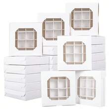 10/20pcs Elegant Chocolate Candy Boxes With Transparent Window, 5.9x5.9x1.38 Inches, 16 Cavities, Suitable For Birthday, Wedding And Other Occasions - View 1