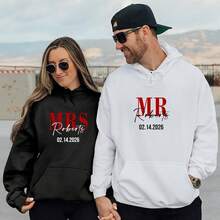 Custom Hoodies For Men Women,Personalized Valentine's Day Gifts For Him Her, Mr & Mrs Couples Hoodie With Text,Fall Outfits Women,Hoodie For Women,Y2k - White - View 2