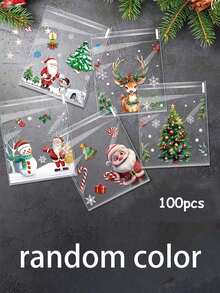100pcs New 5-In-1 Christmas Transparent Self-Adhesive OPP Packaging Bags, Suitable For Holiday Party Gift Wrapping And Gifting - Christmas Gift Bag - View 8