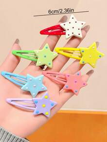 12/6pcs Multi-Color Polka Dot Star Water Drop BB Hair Clips, Durable & No Hair Pulling, Sweet & Cute Hair Accessories - Suitable For Women And Girls, Daily, School, Party, Vacation - Multicolor - View 9